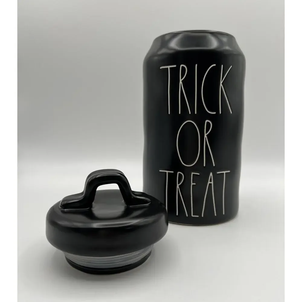 Rae Dunn by Magenta TRICK OR TREAT Black Canister with Lid 10” Halloween Decor